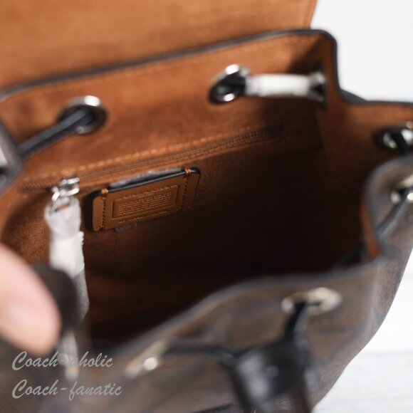 NWT Coach CL458 Amelia Convertible Backpack In Signature Canvas Brown Black - Picture 9 of 14